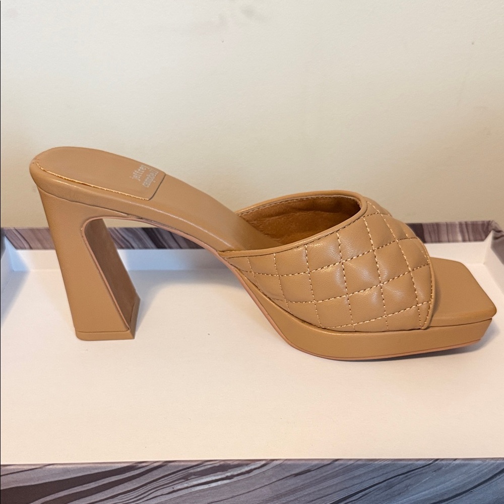 Jeffrey Campbell Tan Quilted Slide Heels - Picture 5 of 5